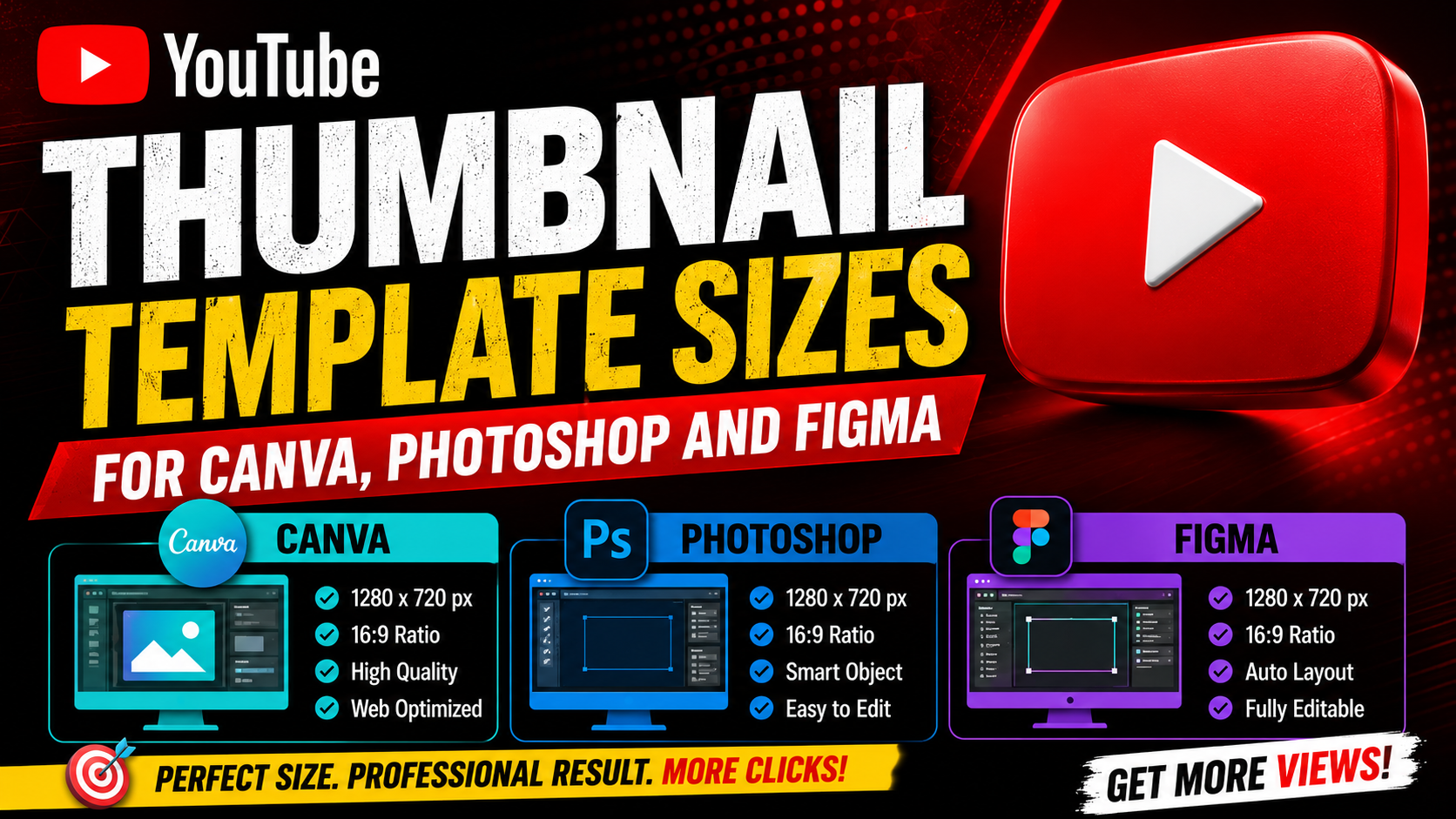 YouTube Thumbnail Template Sizes for Canva, Photoshop and Figma